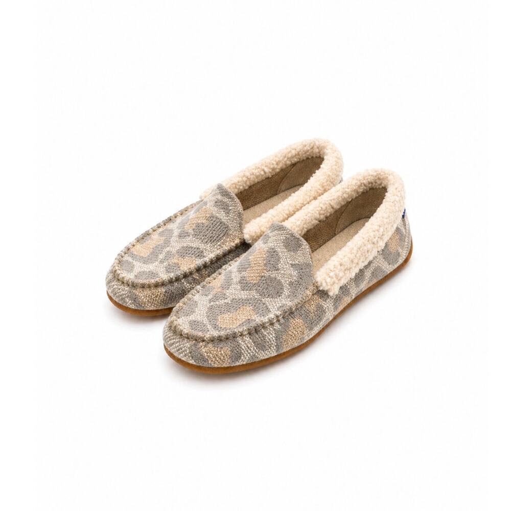 Rothy’s The Slipper Cozy Cat Leopard Sherpa Lined Flats Womens Size 7